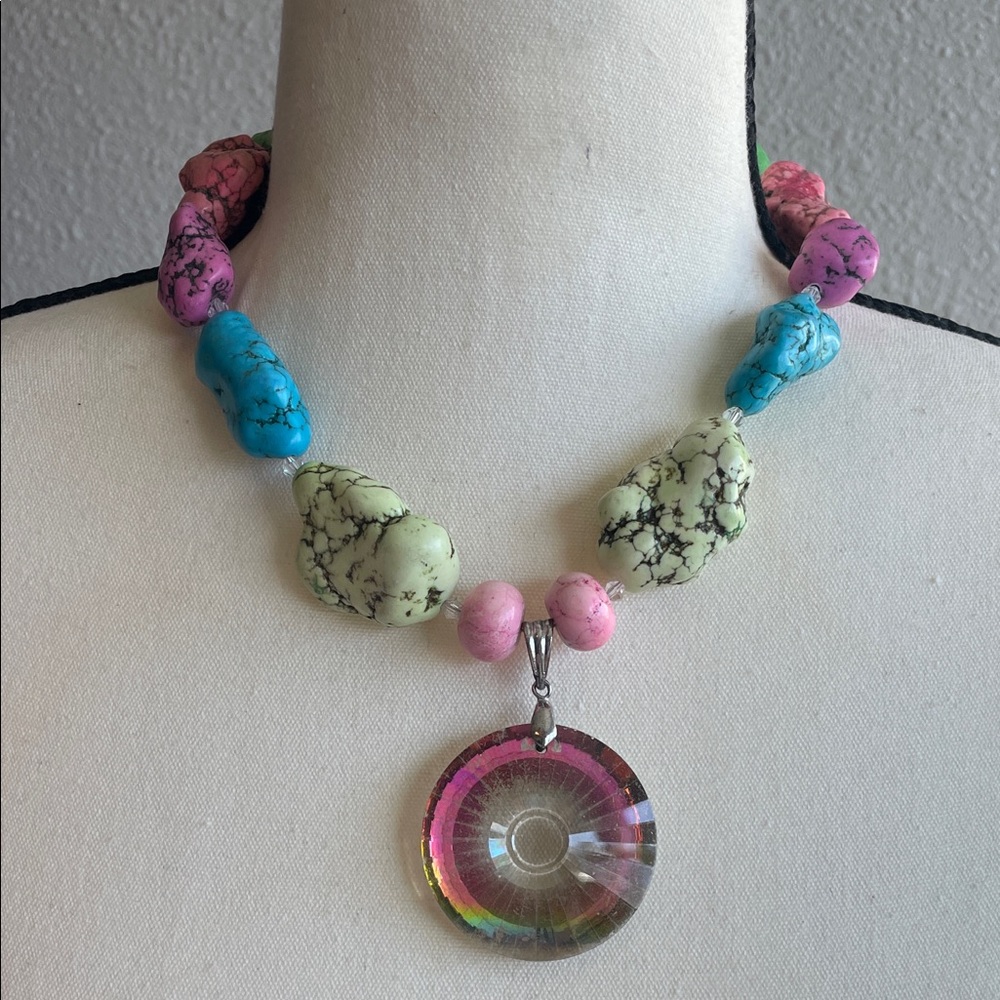 Multicolor Dyed Howlite Chunky Nugget Necklace